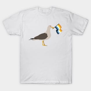 Seagull Holding Aroace Pride Flag T-Shirt